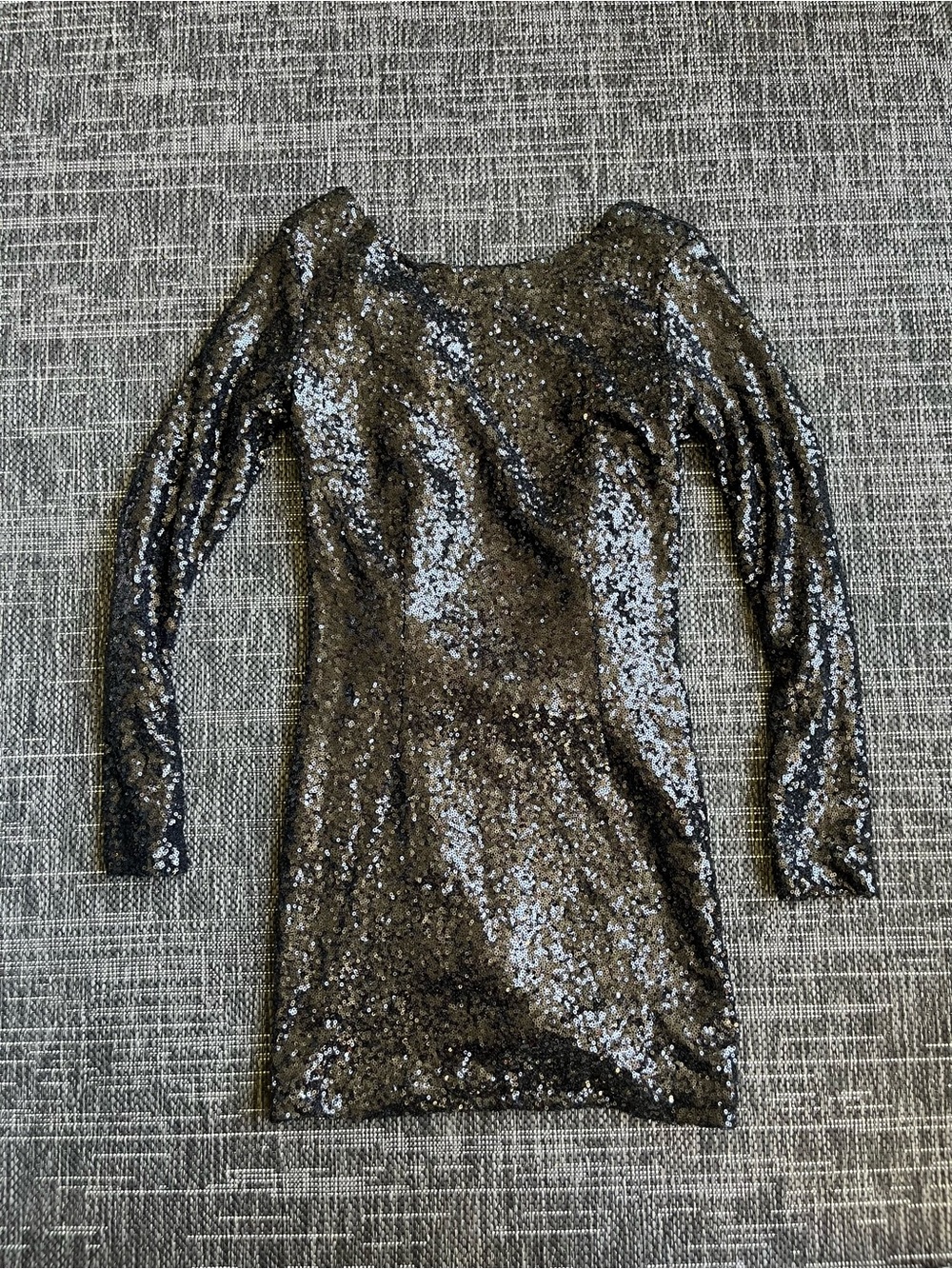 Long-Sleeve Black Sequin Cocktail Dress